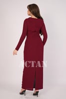 فستان درابيه ضيق مزين بالكريستال لون عنابي