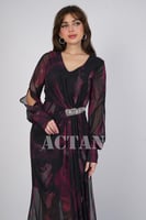 فستان ماكسي بطرف جانبي لون عنابي