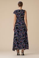 فستان ازرق ماكسي بنقشة زهرية