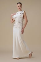 فستان سكري من قطعتين بتطريز ثلاثي الأبعاد