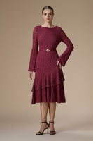 فستان برغندي ميدي دانتيل