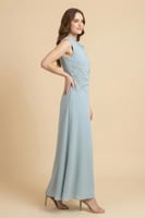 فستان ماكسي درابيه مزيت بالفصوص لون أزرق