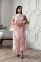 فستان ماكسي باكمام واسعة ودانتيل زهور