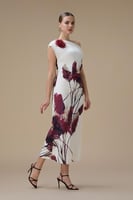 فستان برغندي ميدي أوف شولدر بطبعة زهور