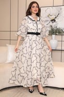 فستان طويل بأكمام بف