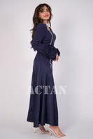 فستان ماكسي ضيق بخصر نازل لون كحلي