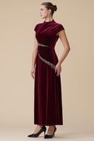 فستان برغندي ماكسي مخمل