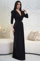 فستان ماكسي بفصوص من الجنب لون اسود