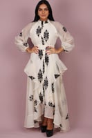 فستان شيفون بتطريز اسود انيق