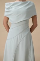 فستان اخضر فاتح طويل اوف شولدر