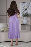 فستان ميدي كت بليسيه لون موف فاتح