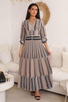 فستان ماكسي بليسيه استرتش لون وردي