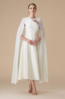 فستان سكري ميدي بأكمام كاب