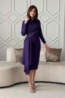 فستان ميدي درابيه مزين بالفصوص لون بنفسجي