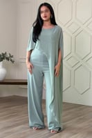 جمبسوت بوشاح مزين بالفصوص لون اخضر فاتح