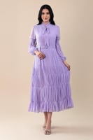 فستان لافندر ميدي بحزام خصر