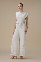 جمبسوت بيج بتصميم غير متماثل وتطريز كريستالي