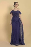 فستان دانتيل طويل كورسيه لون بنفسجي