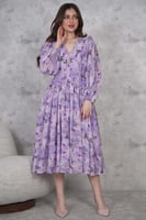 فستان ميدي مورد مزين بالخرز