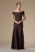 فستان بني طويل أوف شولدر