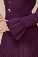 فستان موف ميدي باكمام طويلة