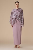 فستان موف طويل بكاب مشجر