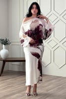 فستان قطعتين بطبعة أزهار بكتف واحد