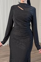 فستان اسود سهرة ماكسي بفتحة علي الصدر