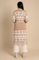 معطف سويتر بوهيمي بأكمام طويلة لون بيج