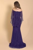 فستان طويل لون بنفسجي اوف شولدر