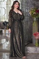 فستان ماكسي بطبعة زيبرا مزين بالفصوص