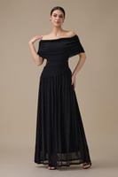 فستان اسود طويل أوف شولدر درابيه