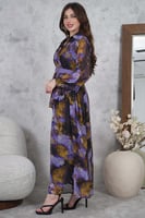 فستان ماكسي بنمط أزهار لون بنفسجي