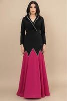 فستان سهره شوقر بلونين مطرز بكريستال لون فوشي