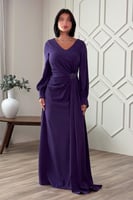 فستان ماكسي درابيه بطرف جانبي