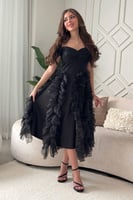 فستان ميدي اوف شولدر بكشكش