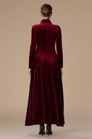 فستان برغندي طويل مخمل