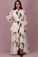 فستان شيفون بتطريز اسود انيق