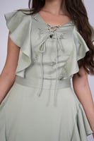 فستان ميدي بكرانيش لون اخضر