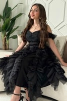 فستان ميدي اوف شولدر بكشكش