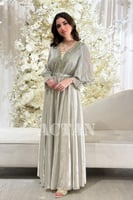 فستان فضي سهرة طويل ميتالك