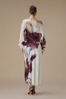 فستان ماكسي برغندي أوف شولدر بطبعة زهور