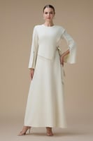 فستان بيج طويل برباط جانبي