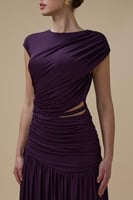 فستان بنفسجي طويل درابيه