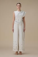 جمبسوت بيج بتصميم غير متماثل وتطريز كريستالي