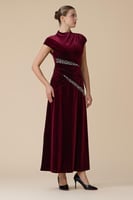 فستان برغندي ماكسي مخمل