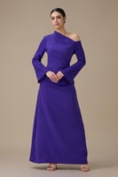 فستان طويل موف بتصميم كتف واحد