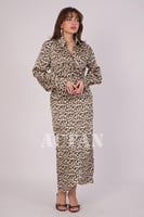 فستان درابيه بطبعة ليوبارد لون بيج