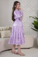 فستان ميدي بقطعة داخلية منفصلة من الشبك لون بنفسجي