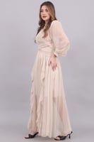 فستان شيفون نمط منقط بتصميم مقسم